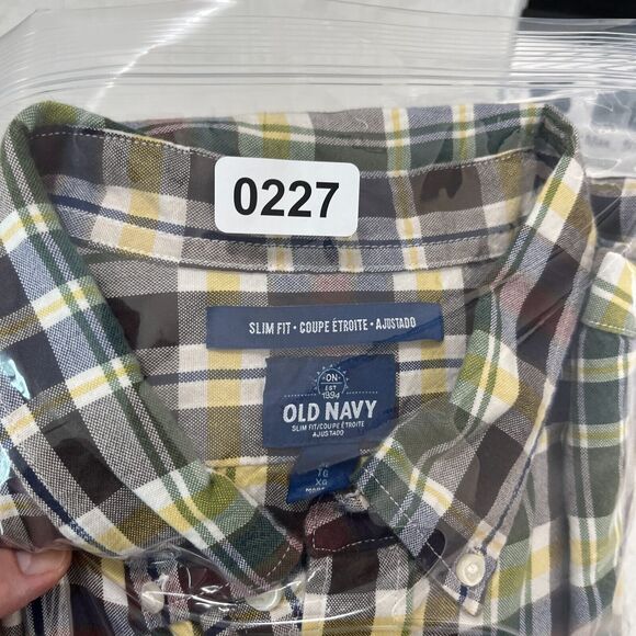 Old Navy Shirt Mens Extra Large Slim Fit Woven Oxford Regular Plaid Button-Front - Picture 11 of 12